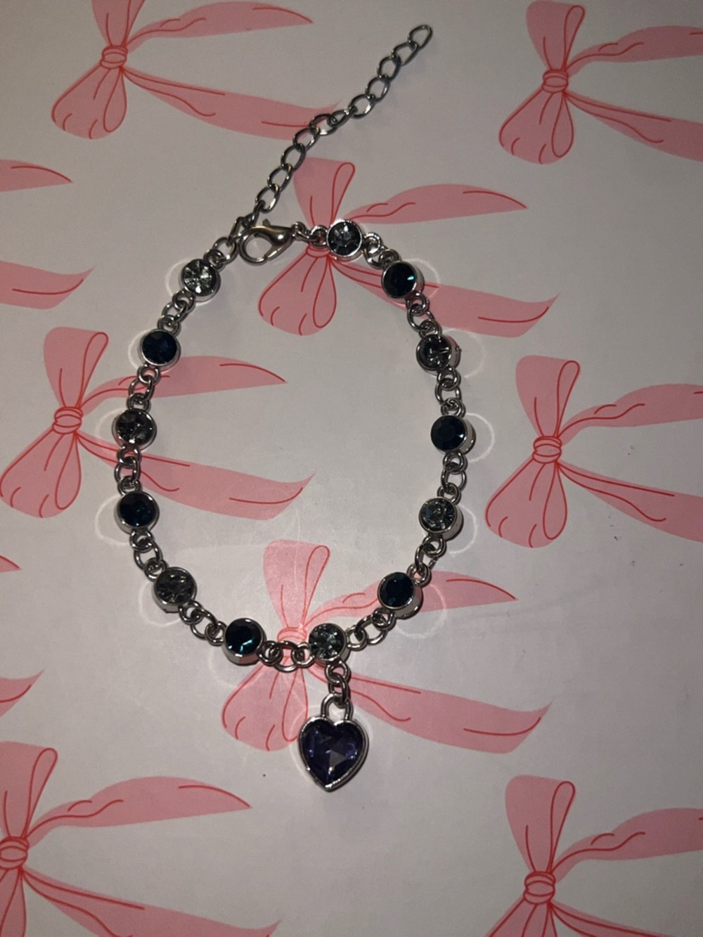 Silver Bracelet with Blue Heart Charm